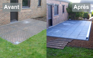 Carrelage terrasse avant/après Mosaica